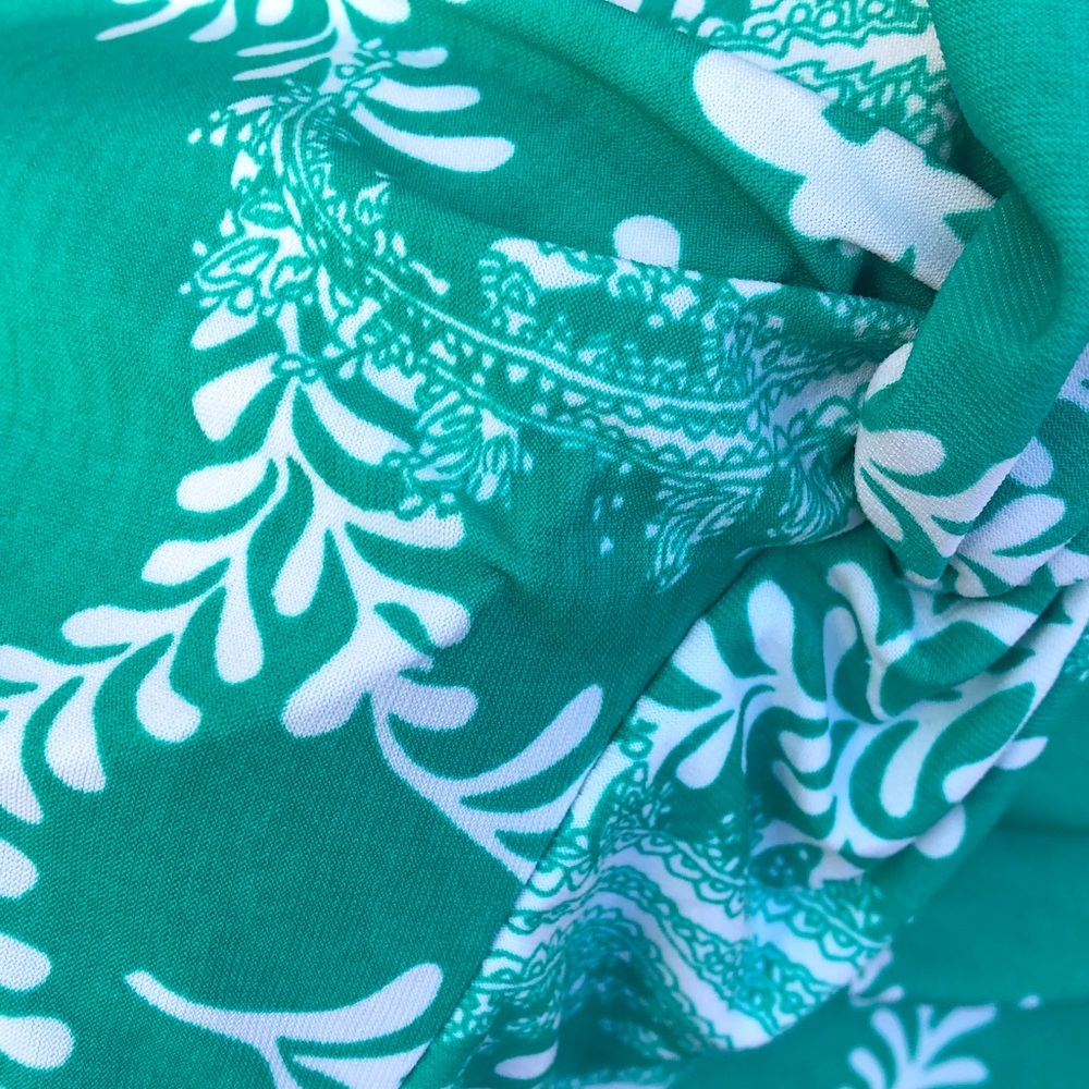 Sleeveless Teal Twist-Front Maxi Dress with White Print - Picture 4 of 7